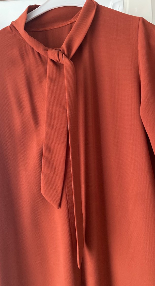 Kiremit Uzun Kollu krep tunik - Görsel 2
