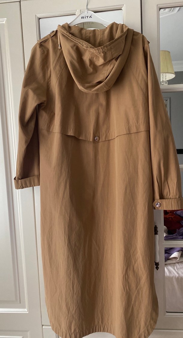 Bej Uzun  Kadın Trençkot - Görsel 4