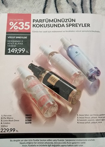 Kadın Vücut Spreyleri 100ml - 2 Al 1 Öde