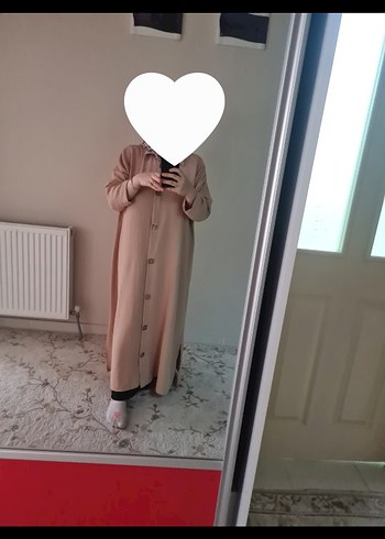 Diger Bej Düğmeli Uzun Kadın Elbise