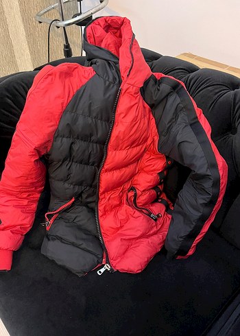 Kırmızı Siyah Fermuarlı Biker Kışlık erkek Mont - Görsel 4