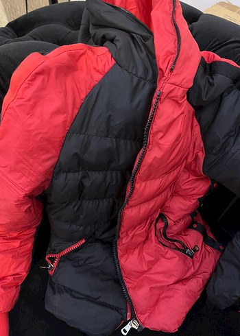 Kırmızı Siyah Fermuarlı Biker Kışlık erkek Mont - Görsel 3