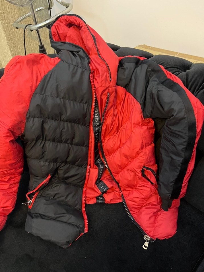 Kırmızı Siyah Fermuarlı Biker Kışlık erkek Mont - Görsel 5