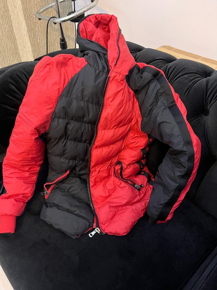 Kırmızı Siyah Fermuarlı Biker Kışlık erkek Mont - Görsel 4