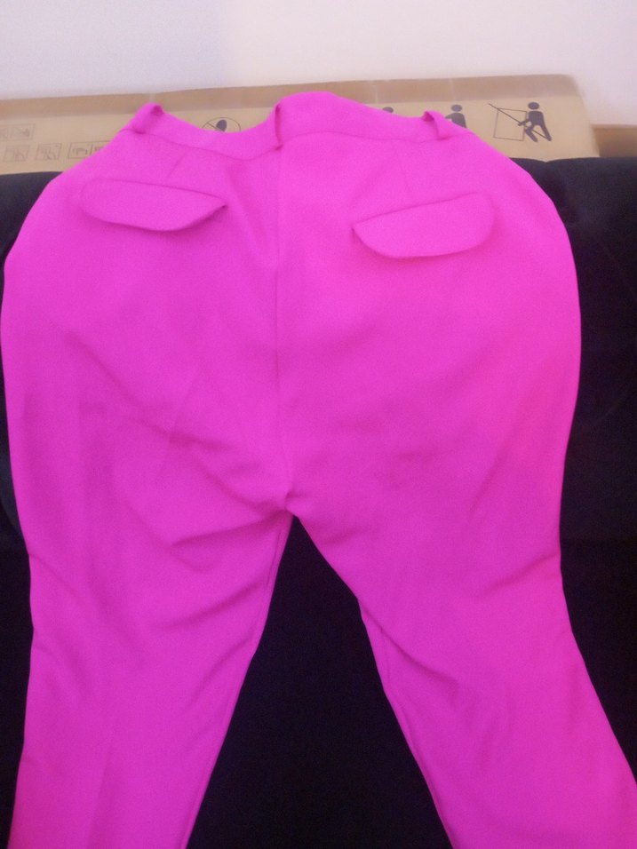 Pembe Pilili Kadın Kumaş Pantolon - Görsel 4