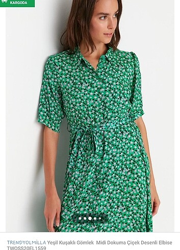Yeşil günlük elbise 