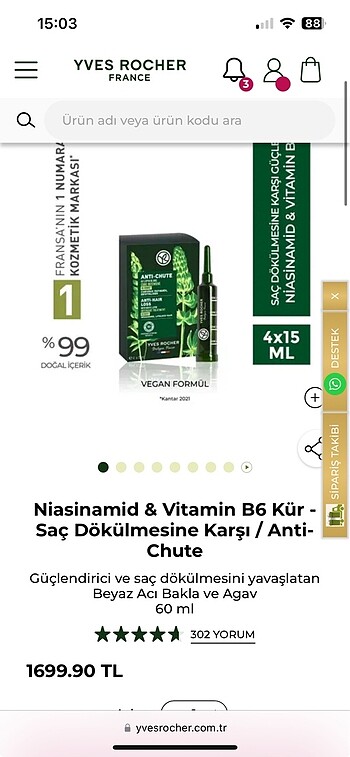 yves rocher saç serumu