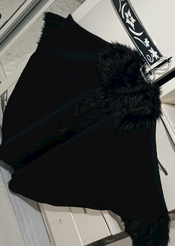 SIFIR URUN  Kürklü Kadın Kaban Panço - Görsel 18