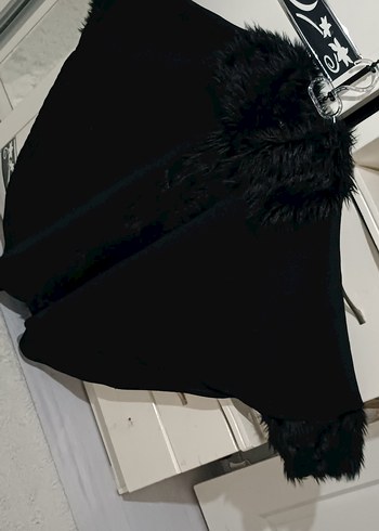 SIFIR URUN  Kürklü Kadın Kaban Panço - Görsel 17