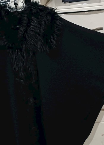 SIFIR URUN  Kürklü Kadın Kaban Panço - Görsel 15