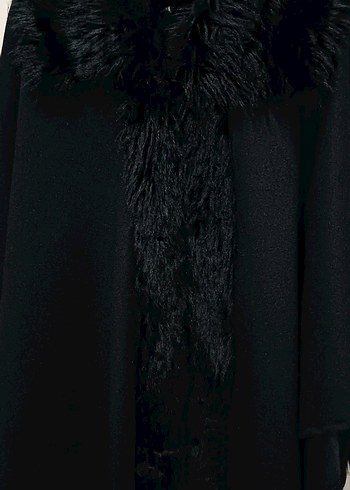 SIFIR URUN  Kürklü Kadın Kaban Panço - Görsel 3