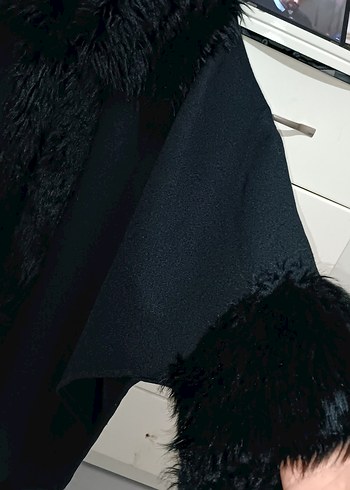 SIFIR URUN  Kürklü Kadın Kaban Panço - Görsel 7