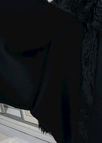 SIFIR URUN  Kürklü Kadın Kaban Panço - Görsel 10