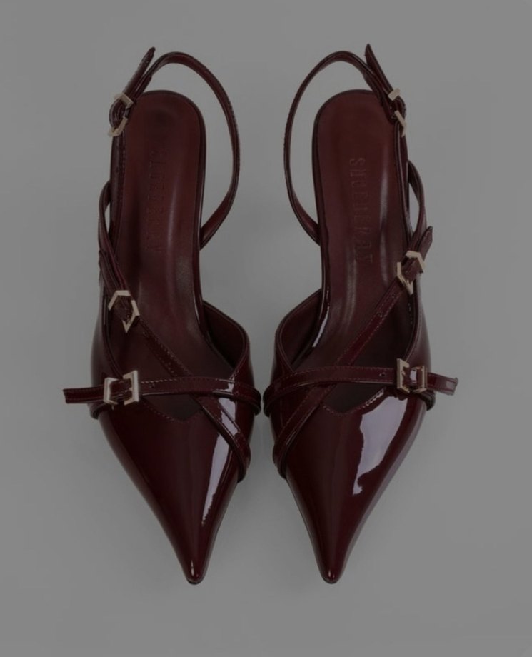 Bordo Deri Çanta ve bordo rugan topuklu ayakkabı - Görsel 2