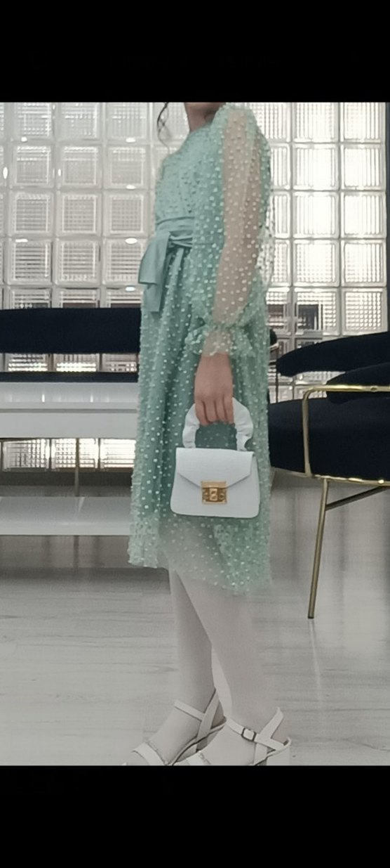 şu yeşili 11 12 yaş çocuk abiye elbise - Görsel 3