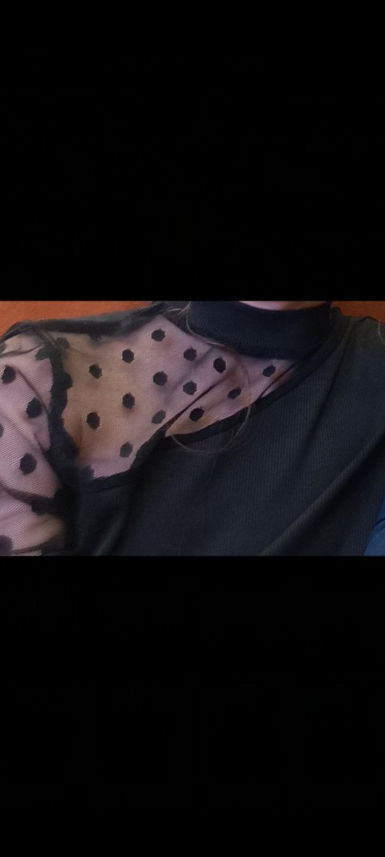 11 12 yaş siyah puantiyeli tüllü omuz detaylı elbise - Görsel 4