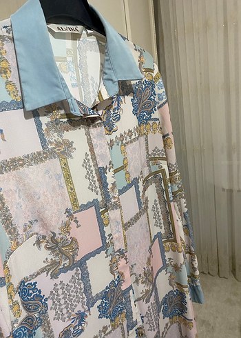 Alvina Vintage desenli tunik gömlek