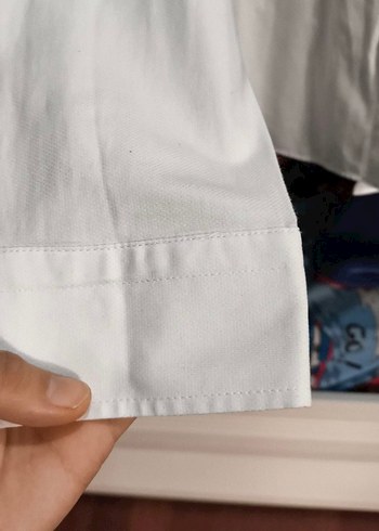 l Beden Düğmeli Beyaz Pamuklu Erkek Gömlek