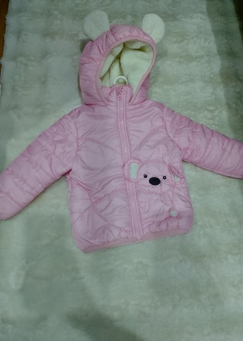 Diğer Kız Çocuk Pembe Kapüşonlu Kürklü Mont