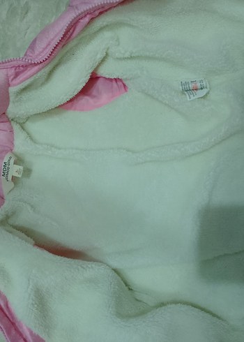 24-36 Ay Beden Kız Çocuk Pembe Kapüşonlu Kürklü Mont