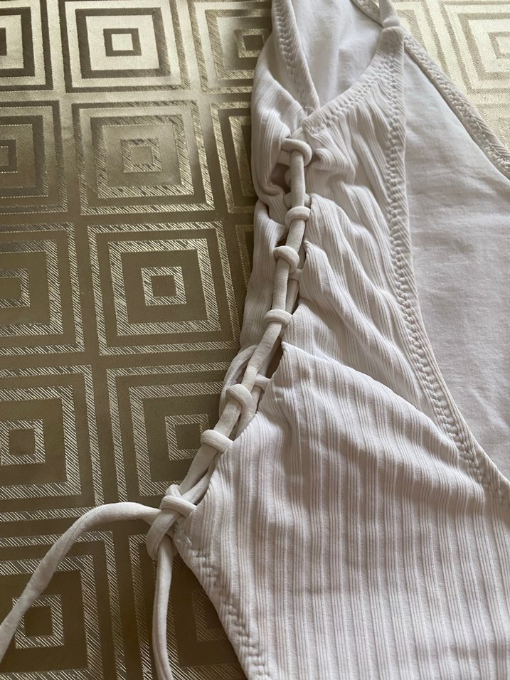 Zara kadın beyaz Mayo - Görsel 5