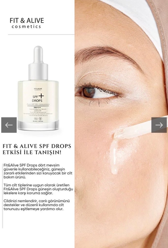 Fit & Alive SPF+ Drops güneş koruyucu Serum - Görsel 5
