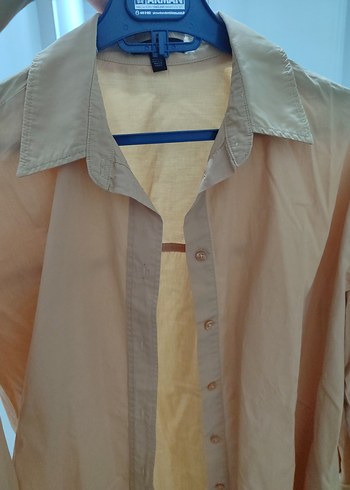 Bej Kadın Keten Gömlek - Görsel 4