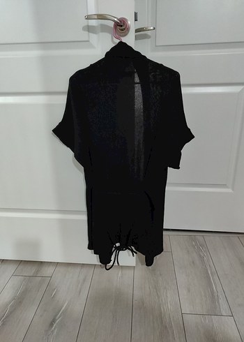 Siyah Midi Kadın Keten Hırka - Görsel 2