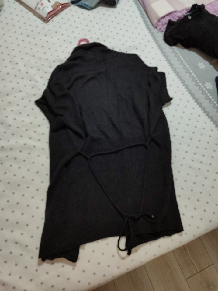 Siyah Midi Kadın Keten Hırka - Görsel 5