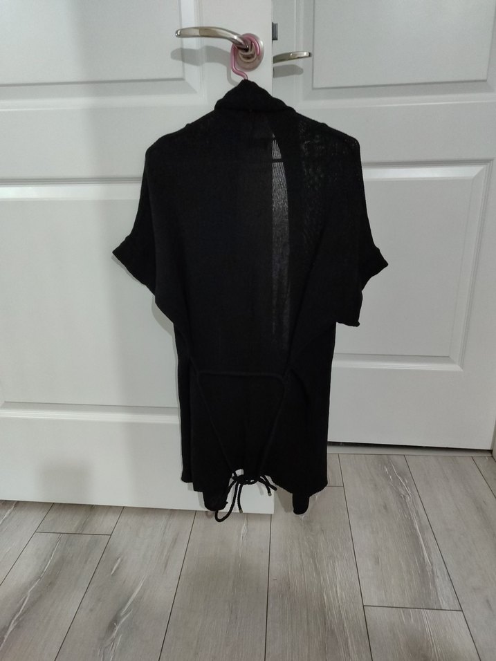 Siyah Midi Kadın Keten Hırka - Görsel 2