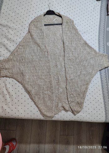 Bej Örgü Kadın yün Hırka - Görsel 3