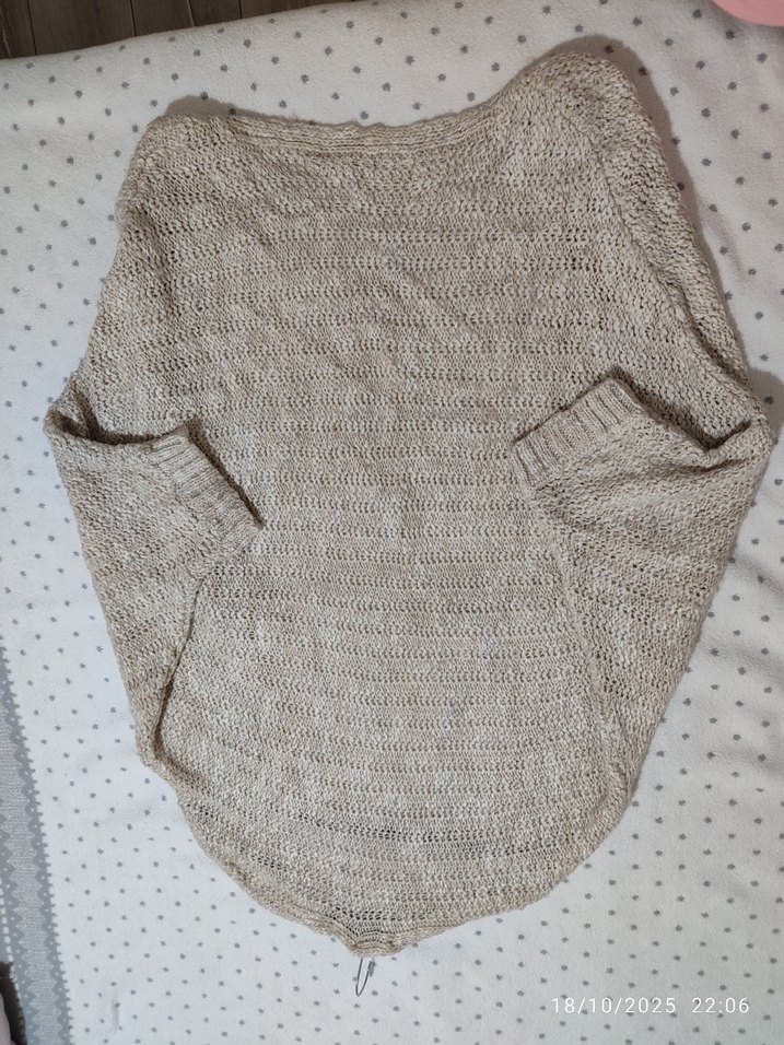 Bej Örgü Kadın yün Hırka - Görsel 4