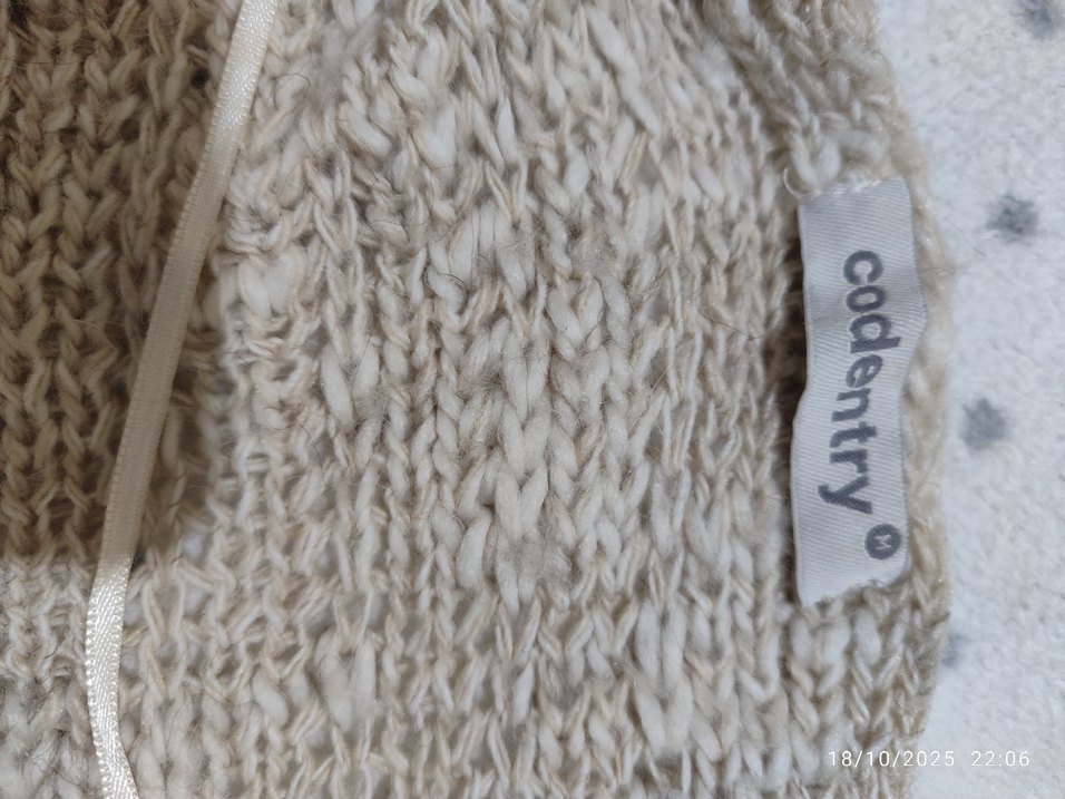 Bej Örgü Kadın yün Hırka - Görsel 5