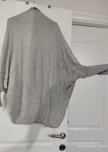 Gri Keten Salaş Kadın Hırka - Görsel 4