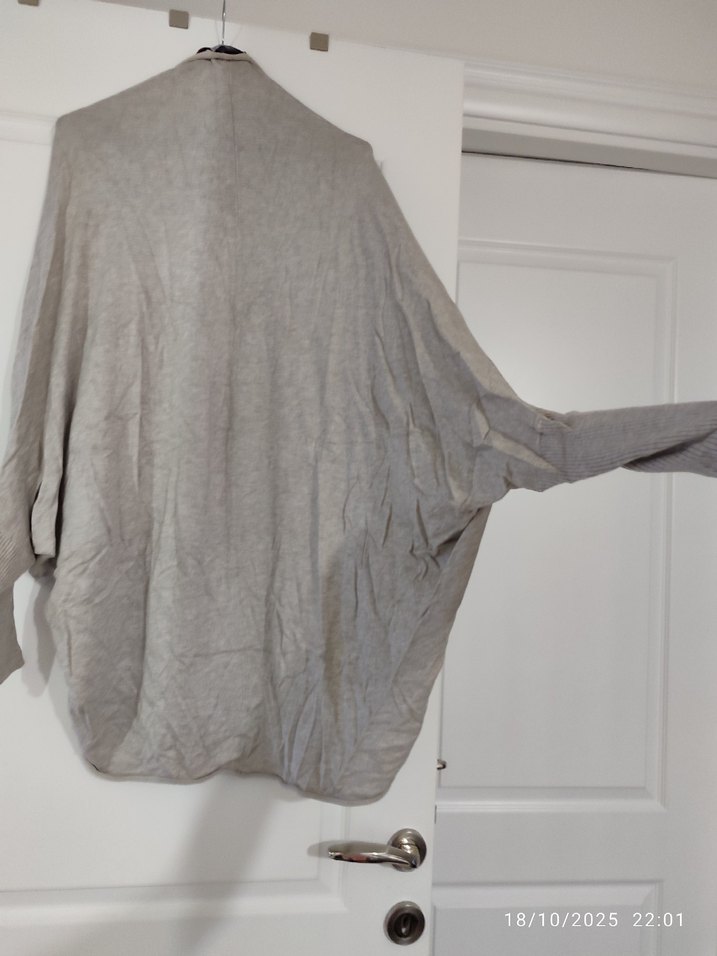 Gri Keten Salaş Kadın Hırka - Görsel 3