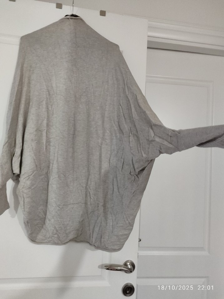 Gri Keten Salaş Kadın Hırka - Görsel 4