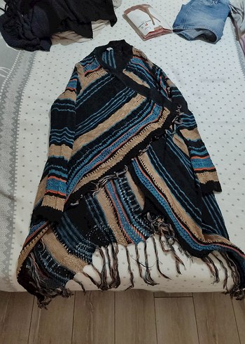 Uzun Bohem Tarzı Bağlamalı Hırka - Görsel 6