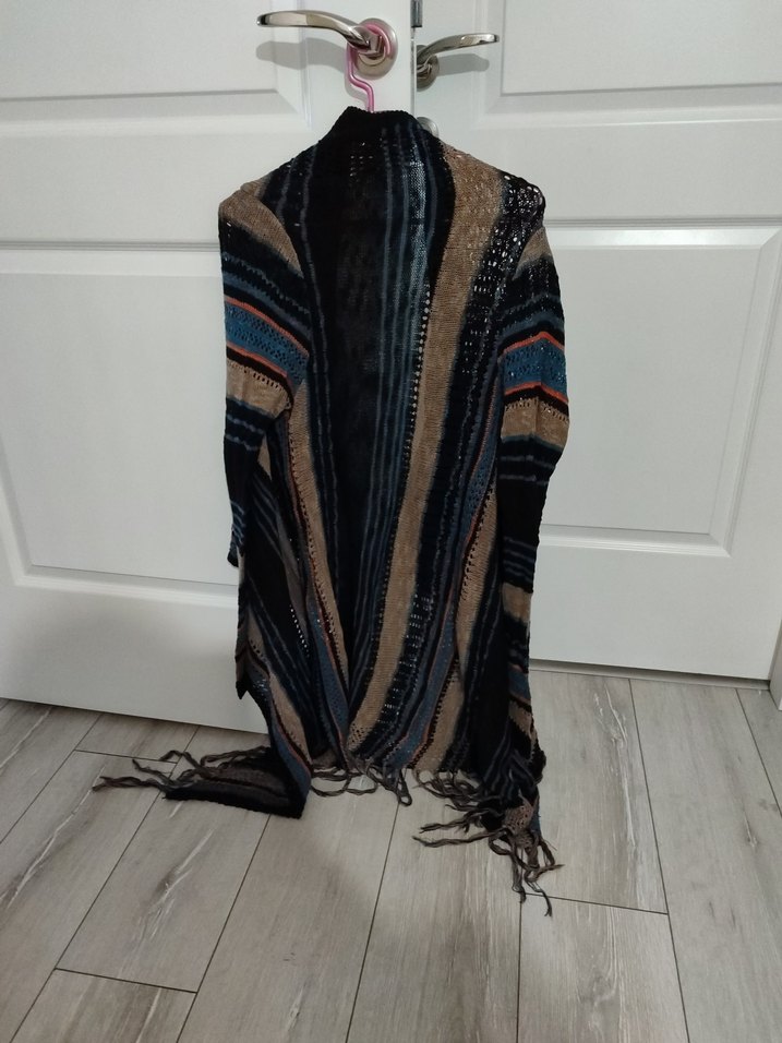 Uzun Bohem Tarzı Bağlamalı Hırka - Görsel 2