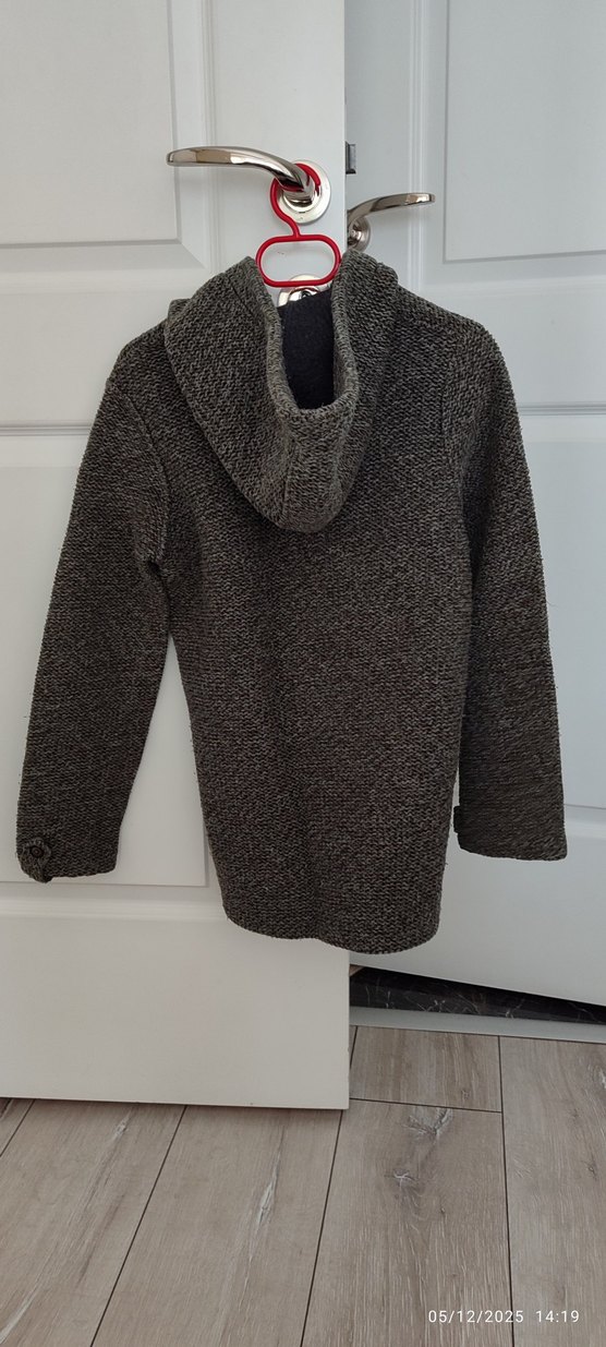 Düğmeli Gri Erkek Çocuk Yün Kaban - Görsel 2