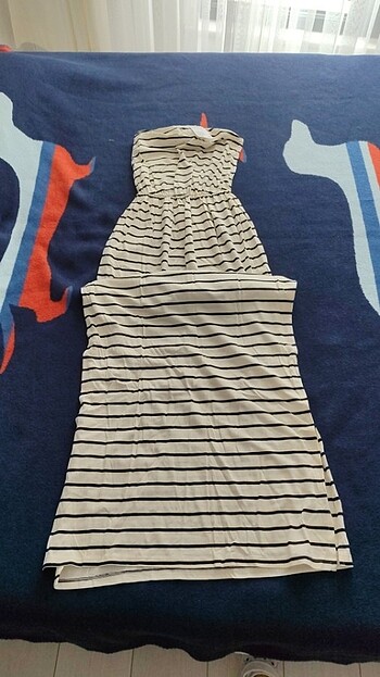 H&M straplez uzun elbise