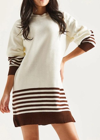 Çizgili Triko Kadın Tunik - Görsel 3