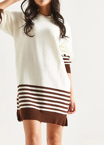 Çizgili Triko Kadın Tunik - Görsel 2