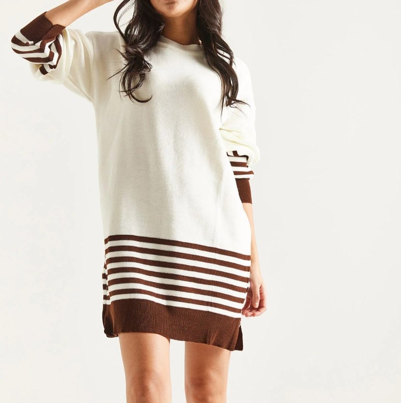 Çizgili Triko Kadın Tunik - Görsel 2