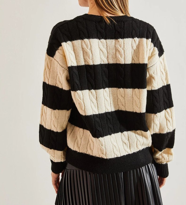 Kadın Çizgili Örgü Kazak - Görsel 2