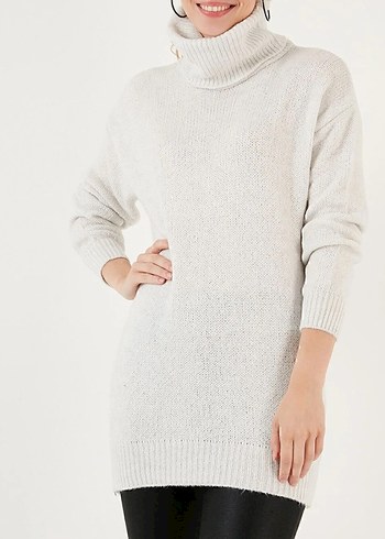 Açık Gri Boğazlı Kadın Kazak - Görsel 2