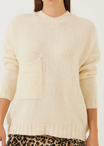 Bej Kadın Triko Kazak - Görsel 4