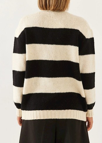 Çizgili Kadın Triko Kazak - Görsel 5