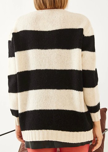 Çizgili Kadın Triko Kazak - Görsel 6