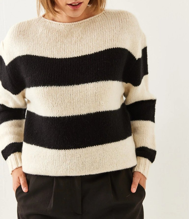 Çizgili Kadın Triko Kazak - Görsel 2