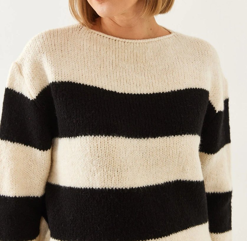 Çizgili Kadın Triko Kazak - Görsel 3